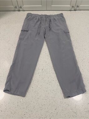 SANCTUARY 100% Tencel Cargo Zipper and Drawstring Crop Pants | Blue-Grey | Large